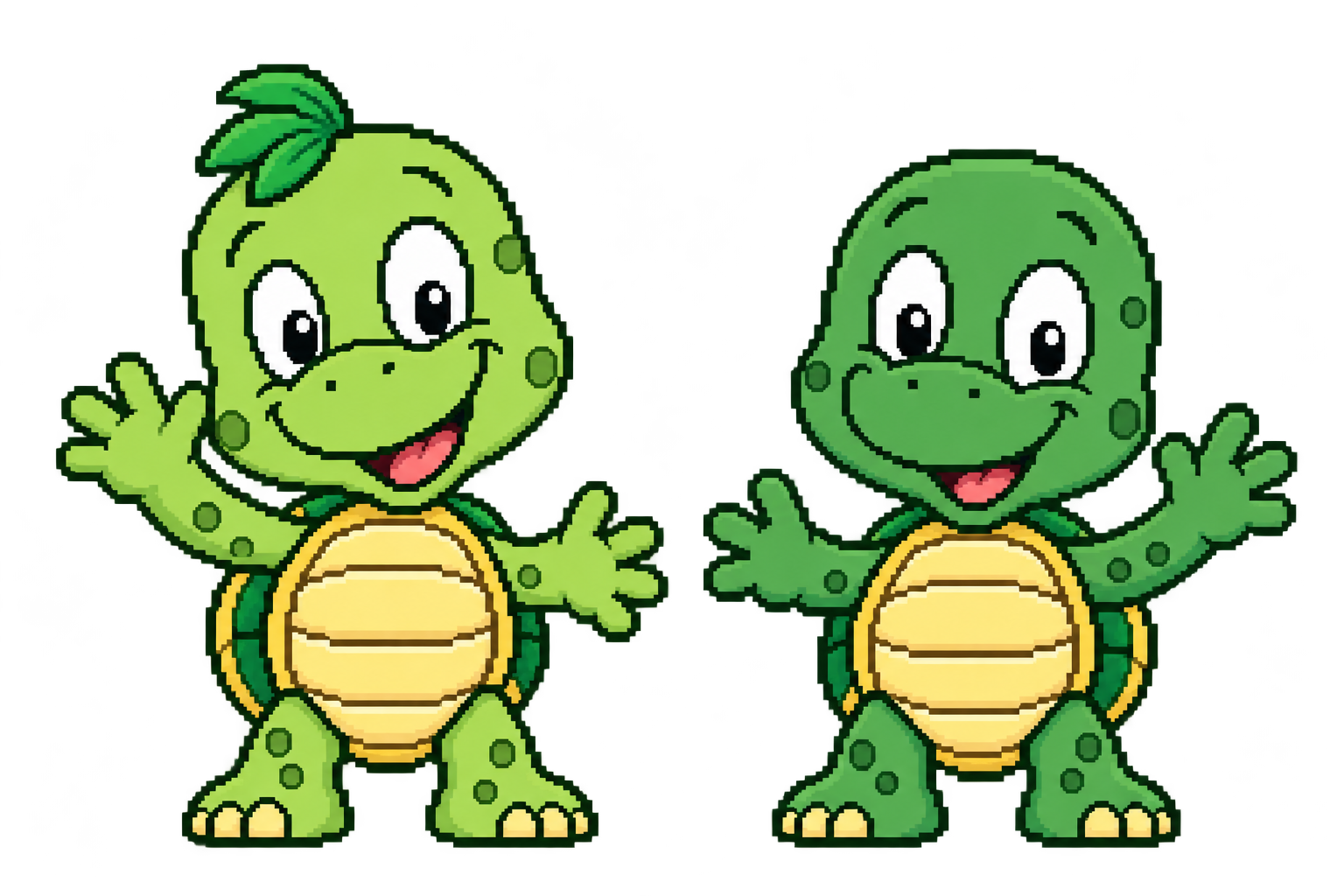 Leni links mit Blattschopf und Linus rechts